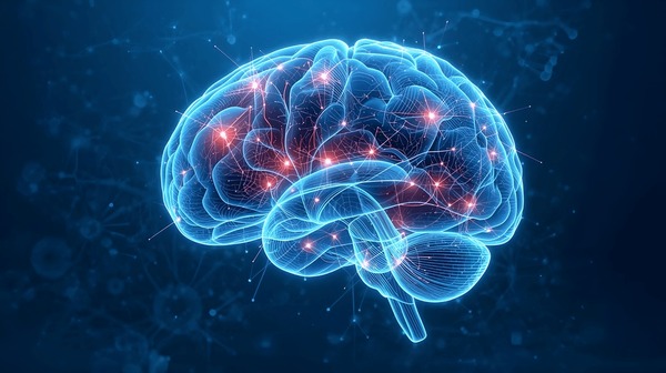Human brain with neural connections
